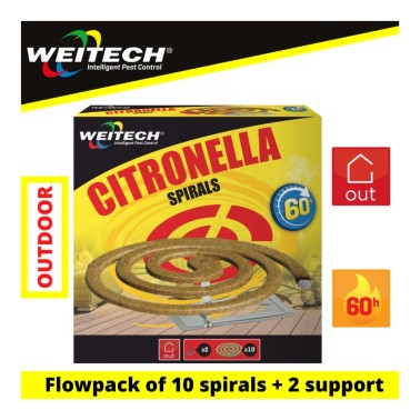 Spirales anti-moustiques citronnelle Weitech WK8021 | 60 h